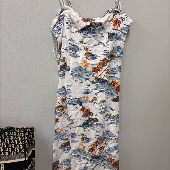 Free People Beach Party Midi Neutral Cream Floral Print Women's Dress vacation - Picture 5 of 10